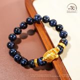  Vòng Tay Đá Giông Bão 9mm 5A Phối Charm Long Quy 