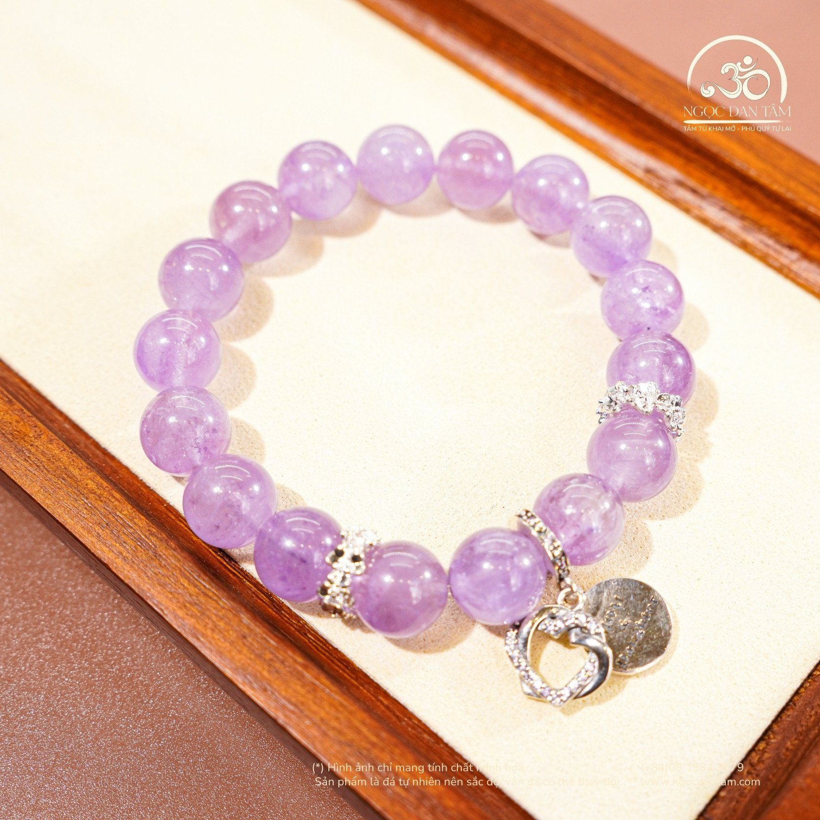  Vòng Tay Song Tâm ( Thạch Anh Tím Lavender 10mm 5A ) 