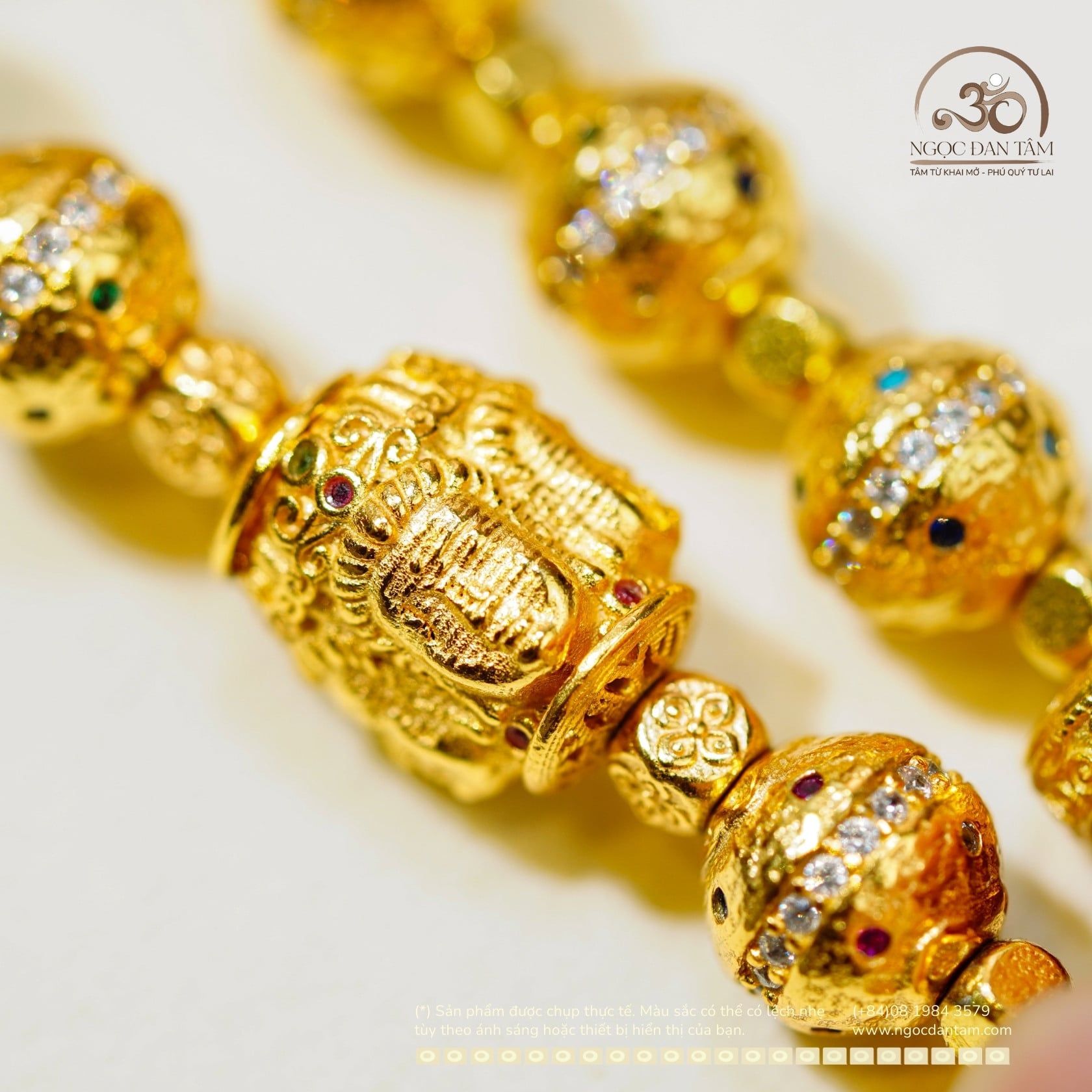  Lắc Tay Bạc Mạ Vàng Tứ Diện Phật 