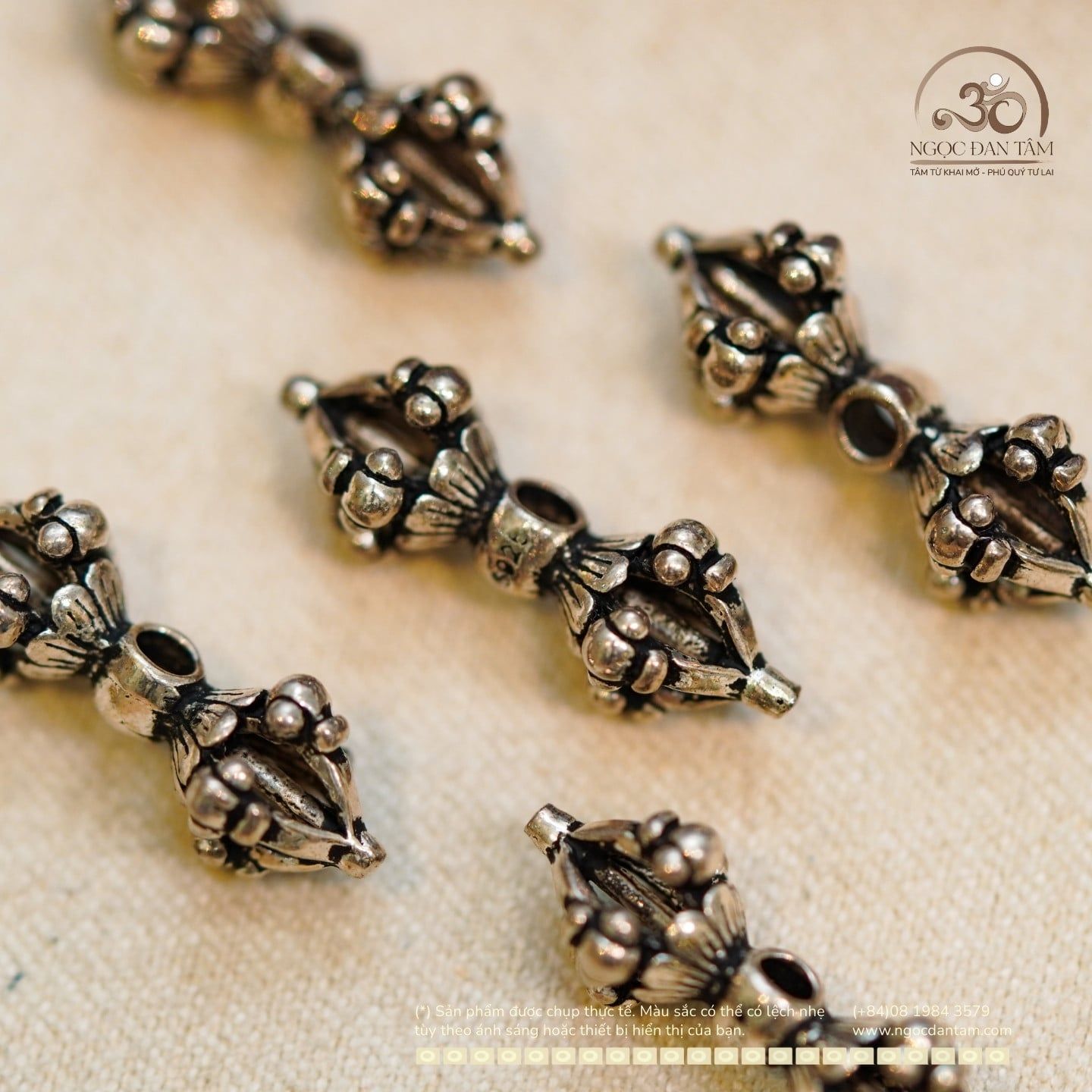  Charm Chùy Kim Cang Bạc Đen 925 