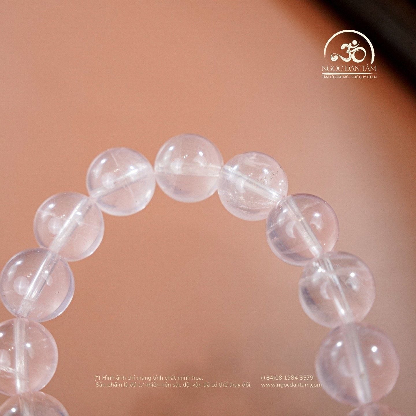 Vòng Tay Thạch Anh Hồng Sao 9mm 6A 