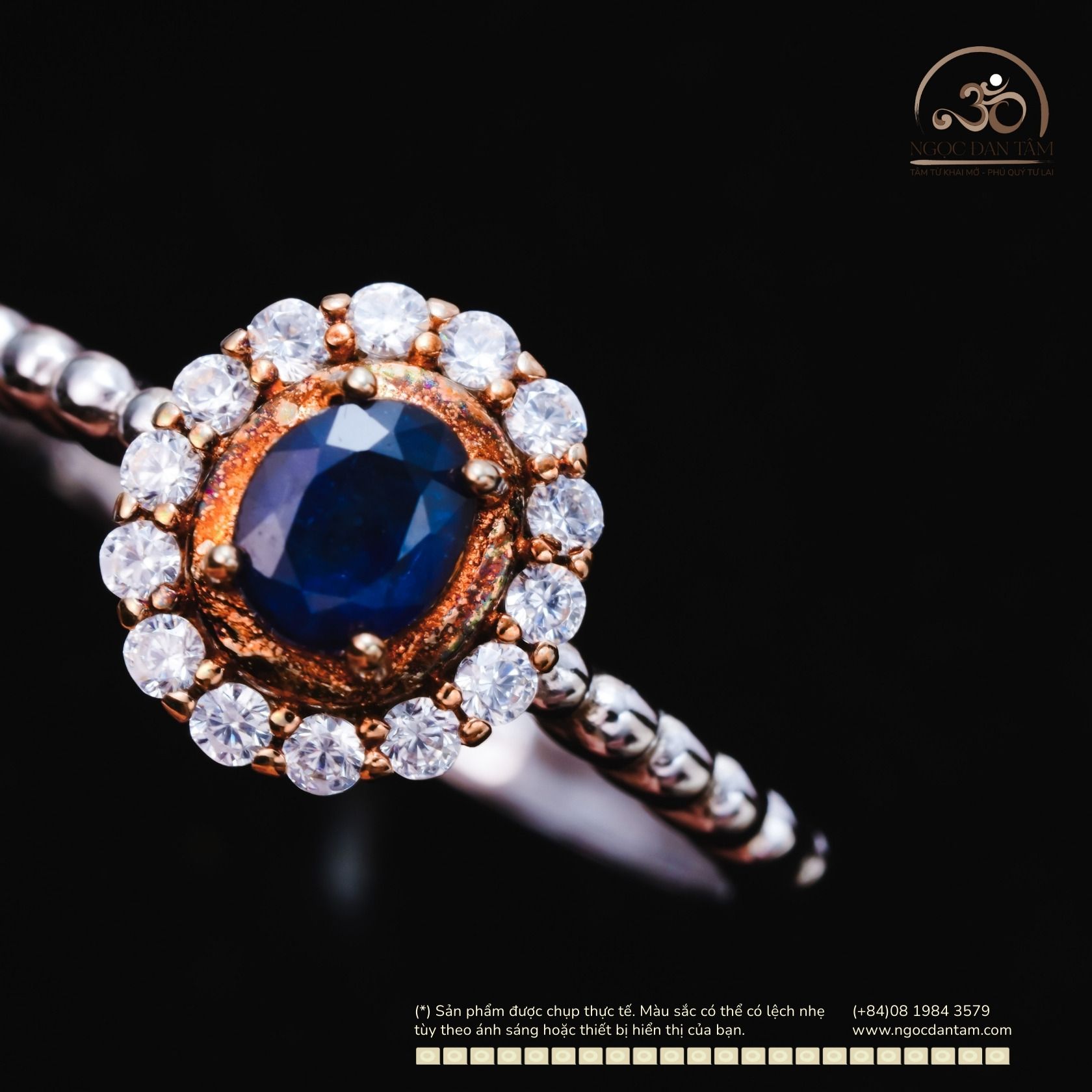  Nhẫn Bạc 925 Đính Đá Sapphire 4x5mm 