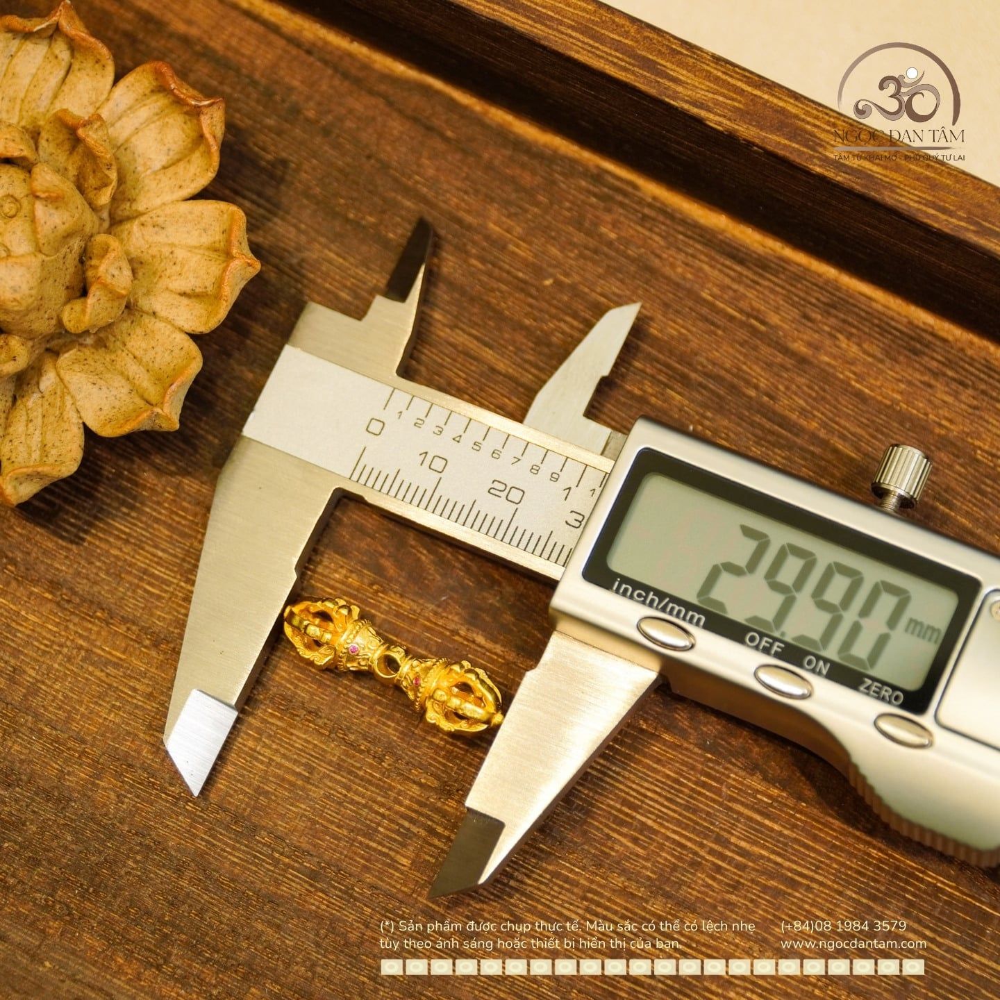  Charm Chày Kim Cang (lớn) - Bạc 925 Mạ Vàng Cao Cấp 