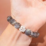  Vòng Tay Đá Xà Cừ 10mm 5A Phối Charm Hoa Sen Bạc 