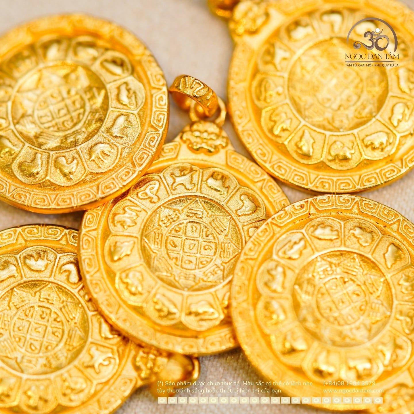  MDC Văn Thù Cửu Cung 8 Hướng 19,75mm - Bạc 925 Mạ Vàng Cao Cấp 