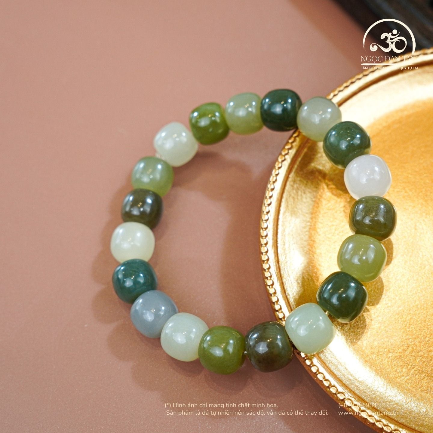  Vòng Tay Cẩm Thạch Hạt Bầu 10mm 3A 