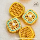  Charm Bướm Ren Xanh Băng Đính Ngọc Trai 11,09mm - Kim Loại Mạ Vàng Cao Cấp 