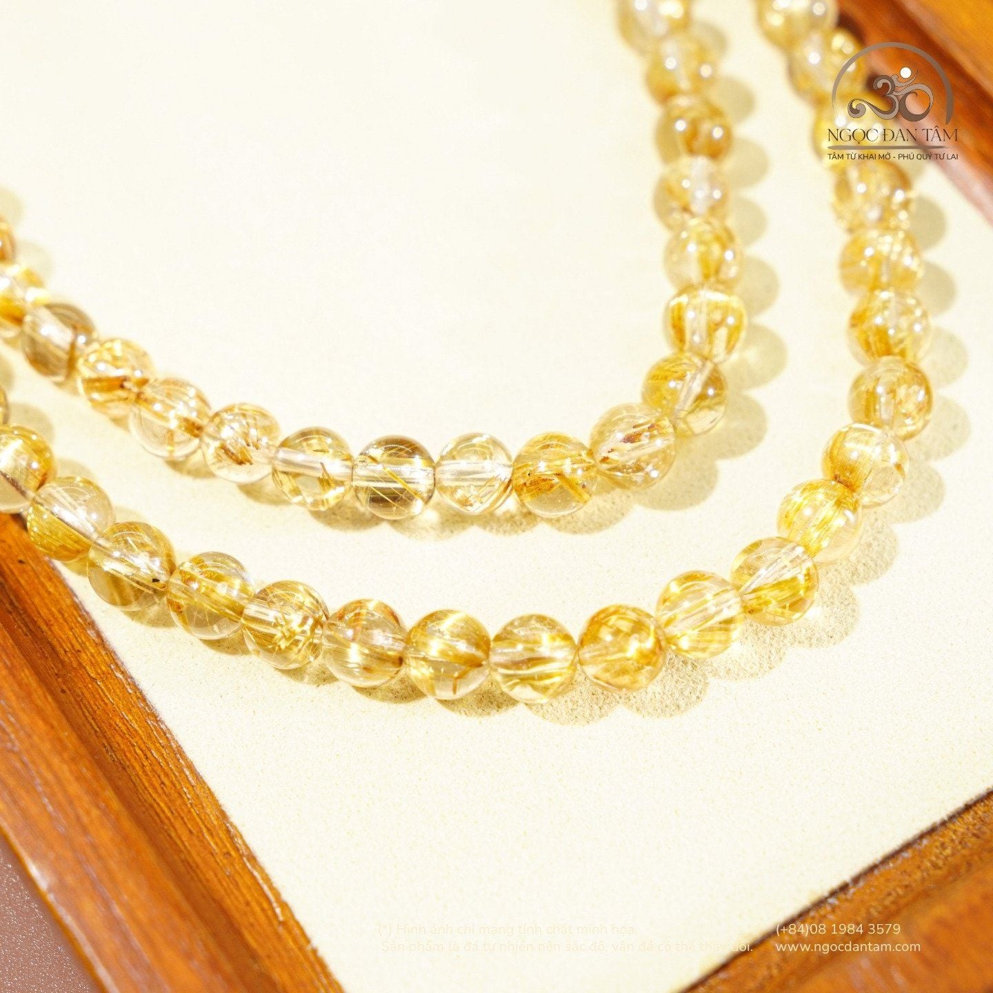  Chuỗi Thạch Anh Tóc Vàng Đồng Trục VVip 6mm 