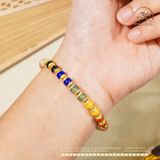  Vòng Tay Đá Ngũ Sắc Viền Pha Lê 