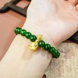  Vòng Tay Diopside Phối Charm Chuông Lục Tự Và Chùy Kim Cang 8mm 4A 