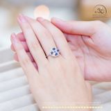  Nhẫn Bạc 925 Đính Đá Sapphire 3mm 