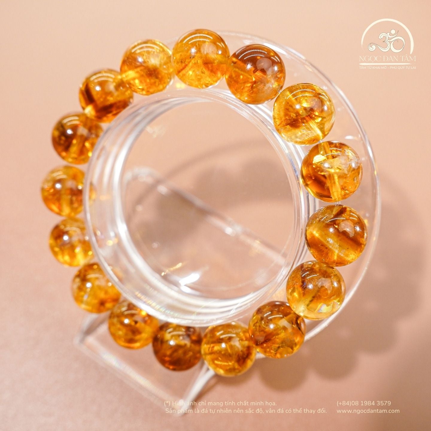  Vòng Tay Thạch Anh Vàng Hoa Bay 11mm 3A 