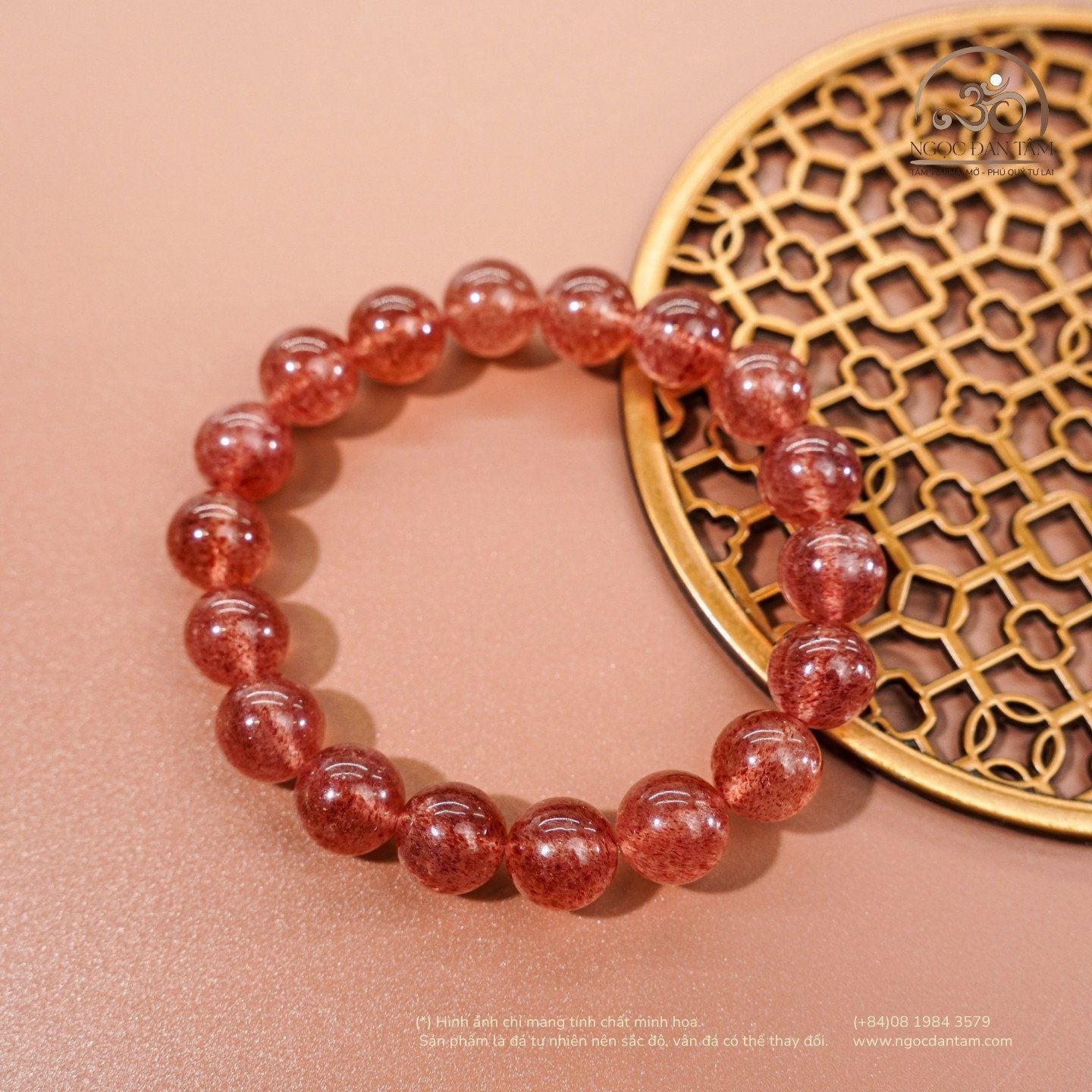  Vòng Tay Thạch Anh Dâu Tây 10mm 5A 