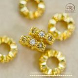  Charm Tròn Gợn Sóng Bạc Mạ Vàng 8,34mm - Bạc 925 Mạ Vàng Cao Cấp 