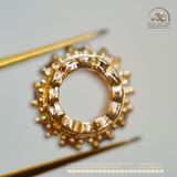  Charm Trụ Tròn Đính Hạt Trắng 9,21mm - Kim Loại Mạ Vàng 14K 