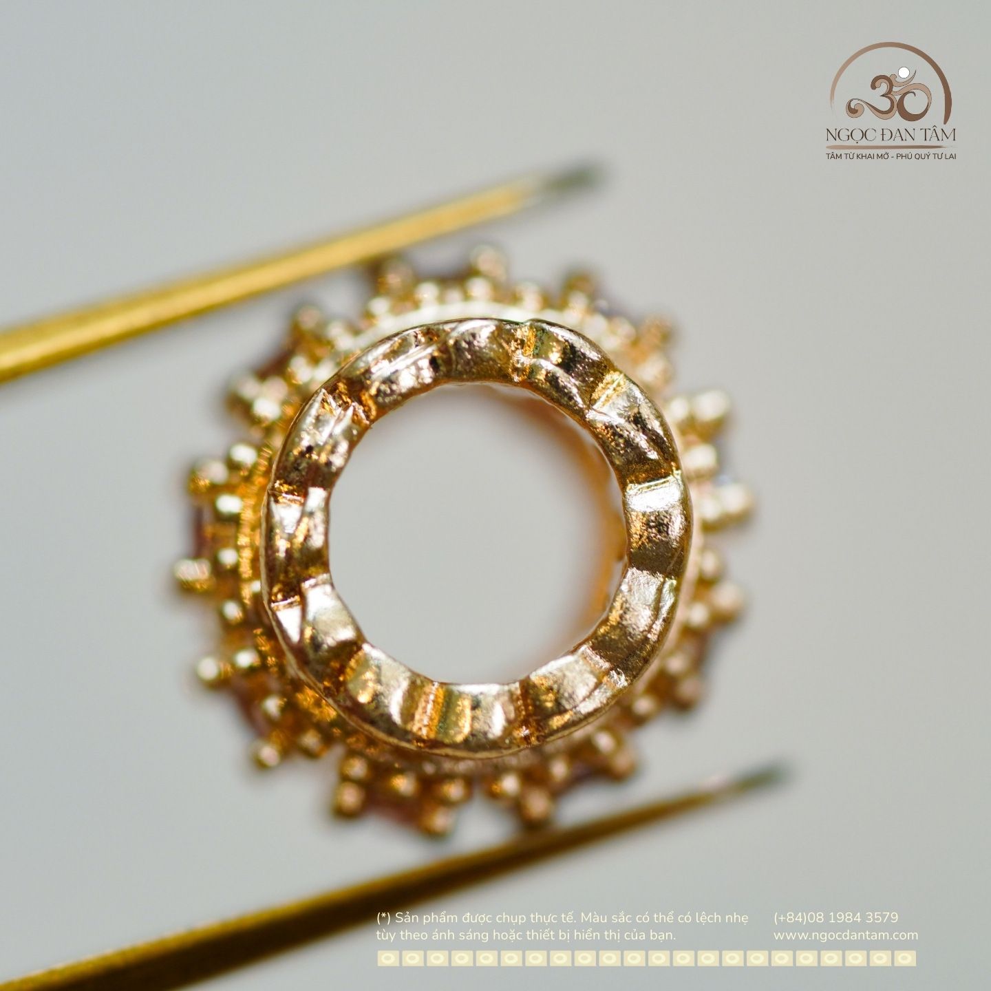  Charm Trụ Tròn Đính Hạt Trắng 9,21mm - Kim Loại Mạ Vàng 14K 