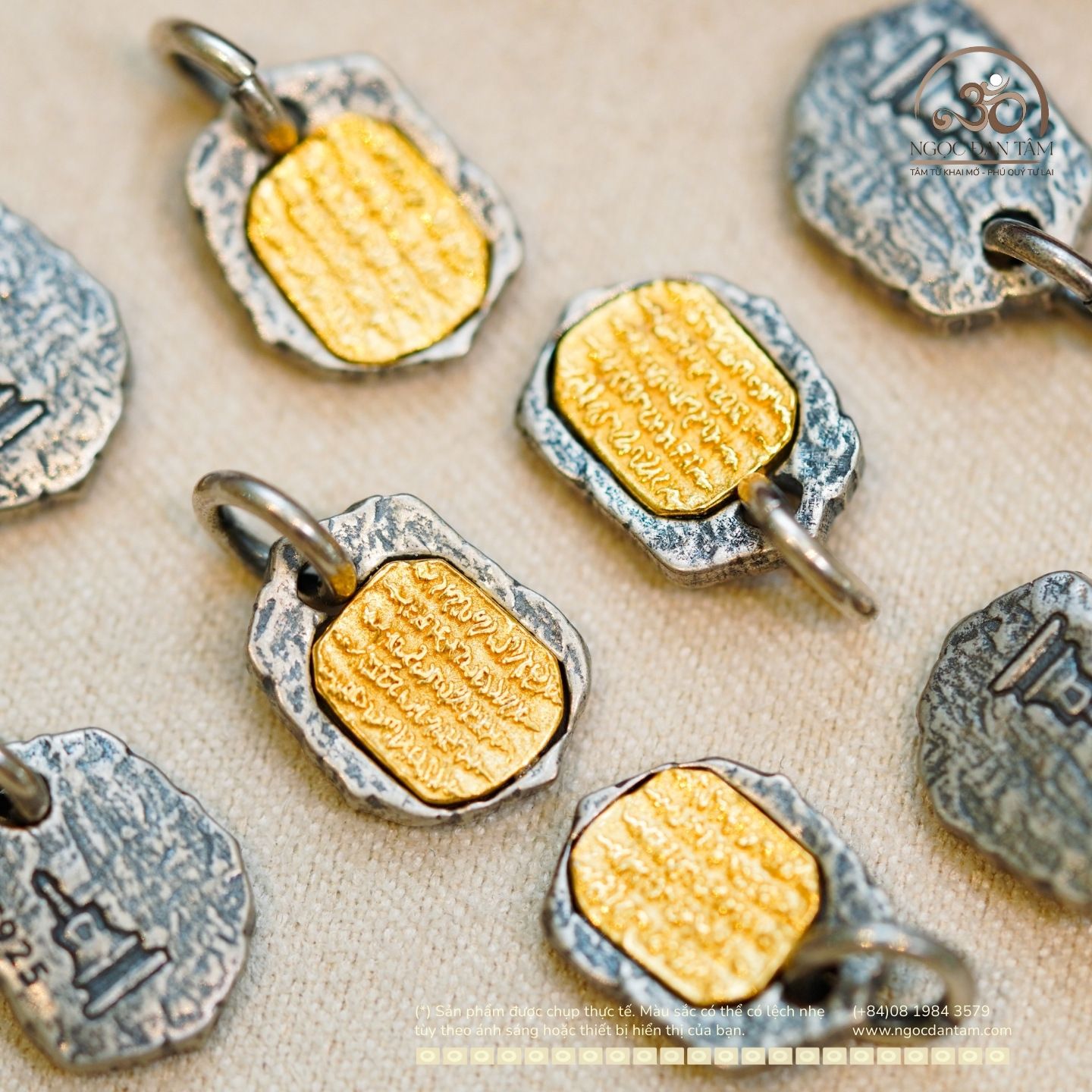  Charm 5 Dải Thách 9,47mm - Bạc 925 Mạ Vàng Cao Cấp 