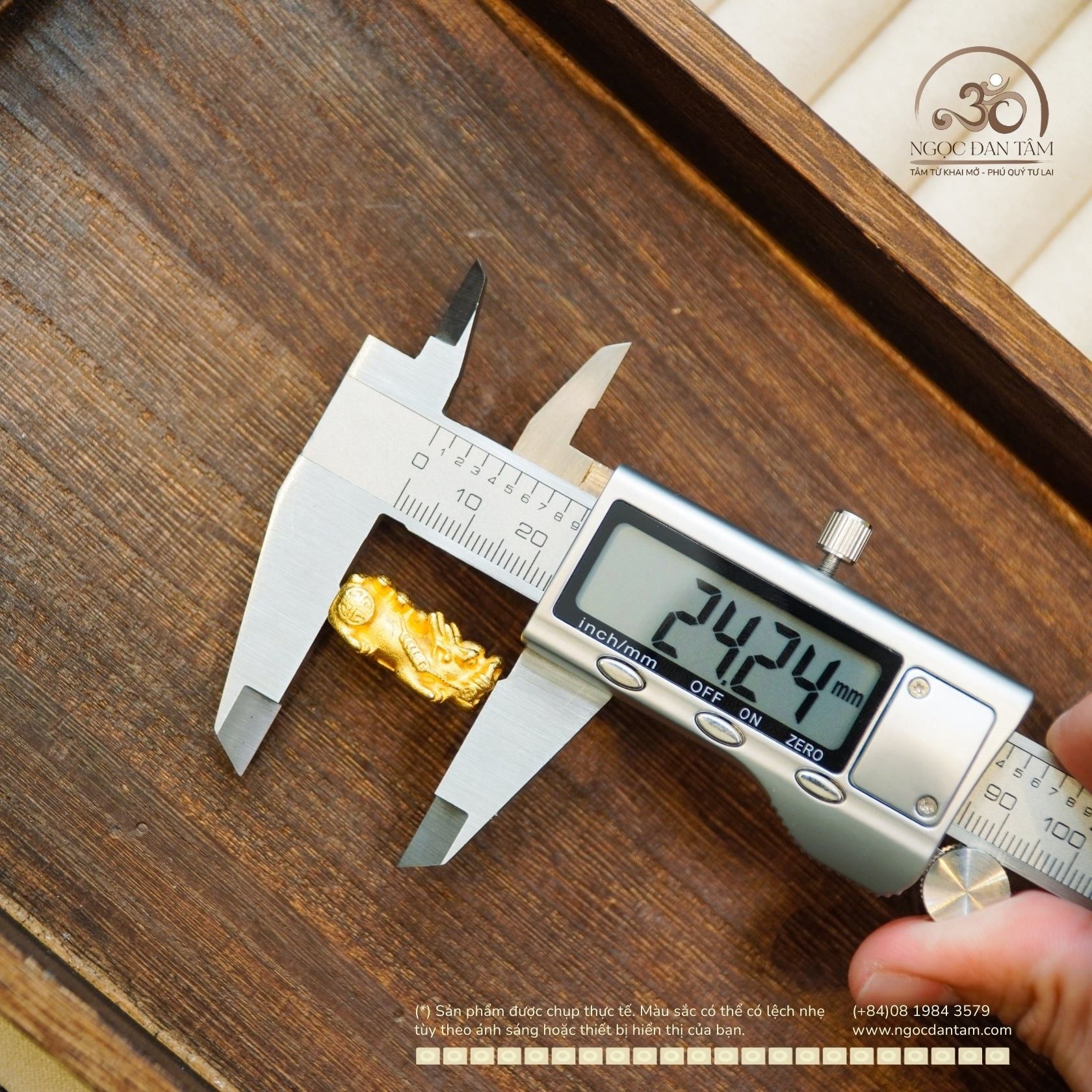  Tỳ Hưu 105T 24,24mm - Đồng Thau Mạ Vàng 999 Cao Cấp 