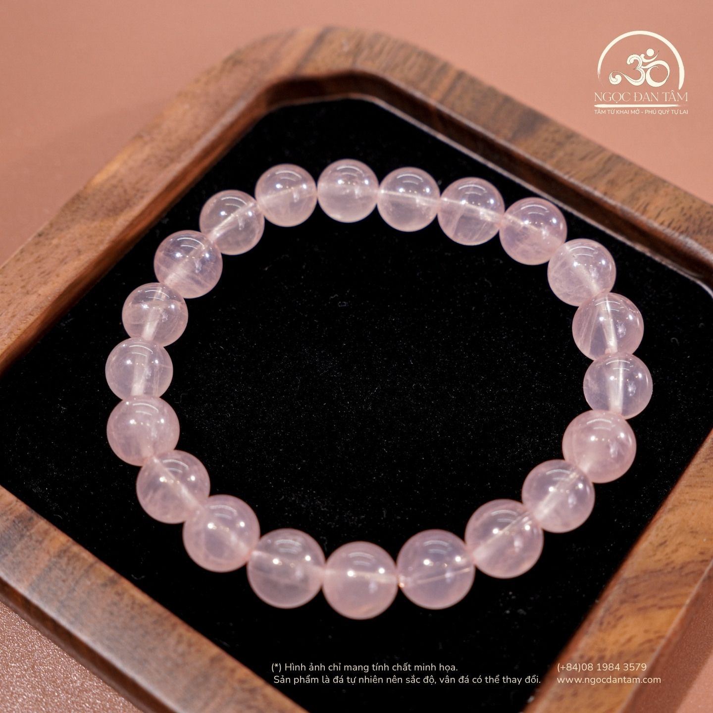  Vòng Tay Thạch Anh Hồng Đậm 8mm - 10mm 5A 