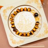  Vòng Tay Mắt Hổ Vàng Nâu 8mm 5A Phối Đá 