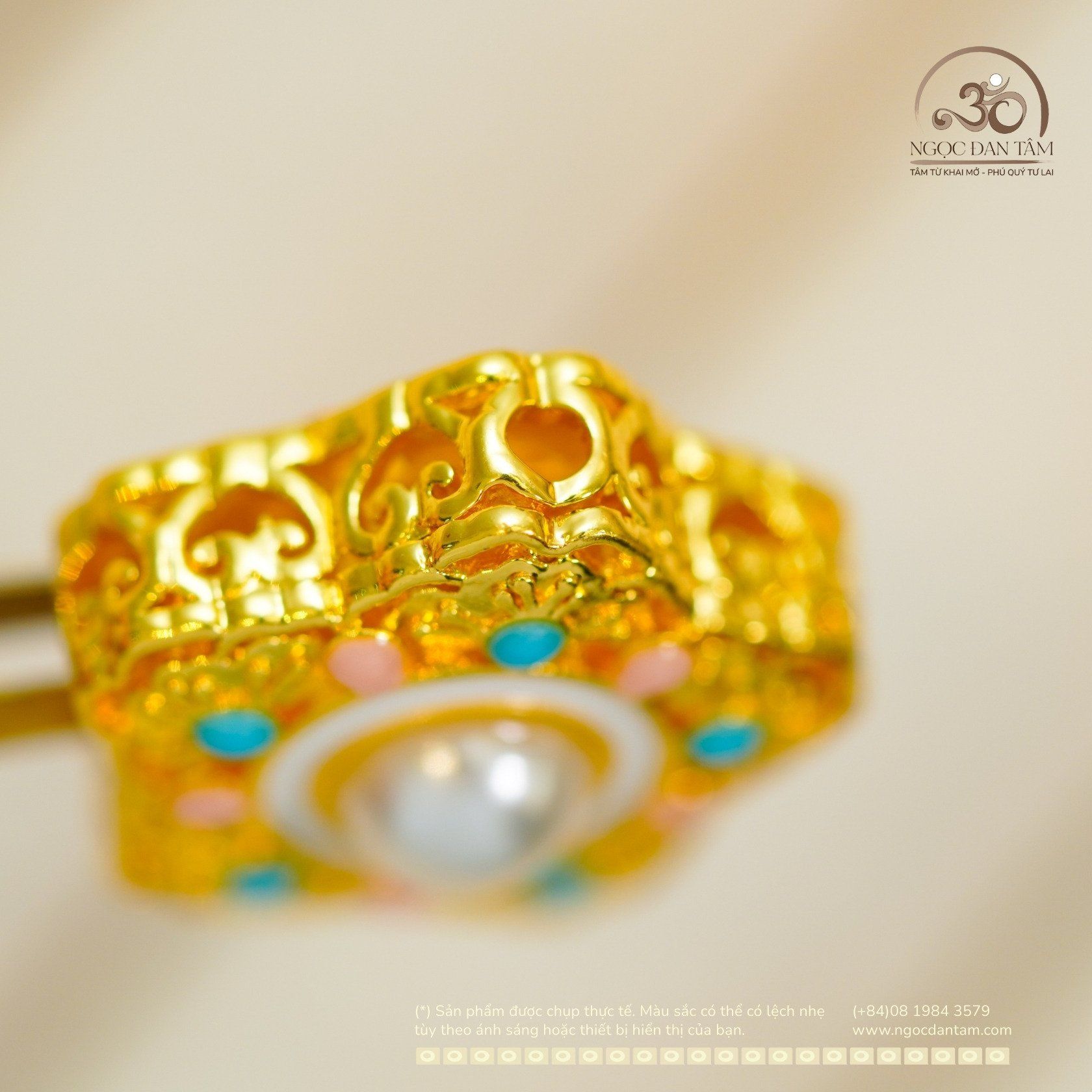  Charm Ngôi Sao Đính Ngọc Trai 22,13mm - Kim Loại Mạ Vàng Cao 