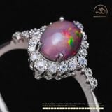  Nhẫn Bạc 925 Đính Đá Opal Xám 6x8mm 