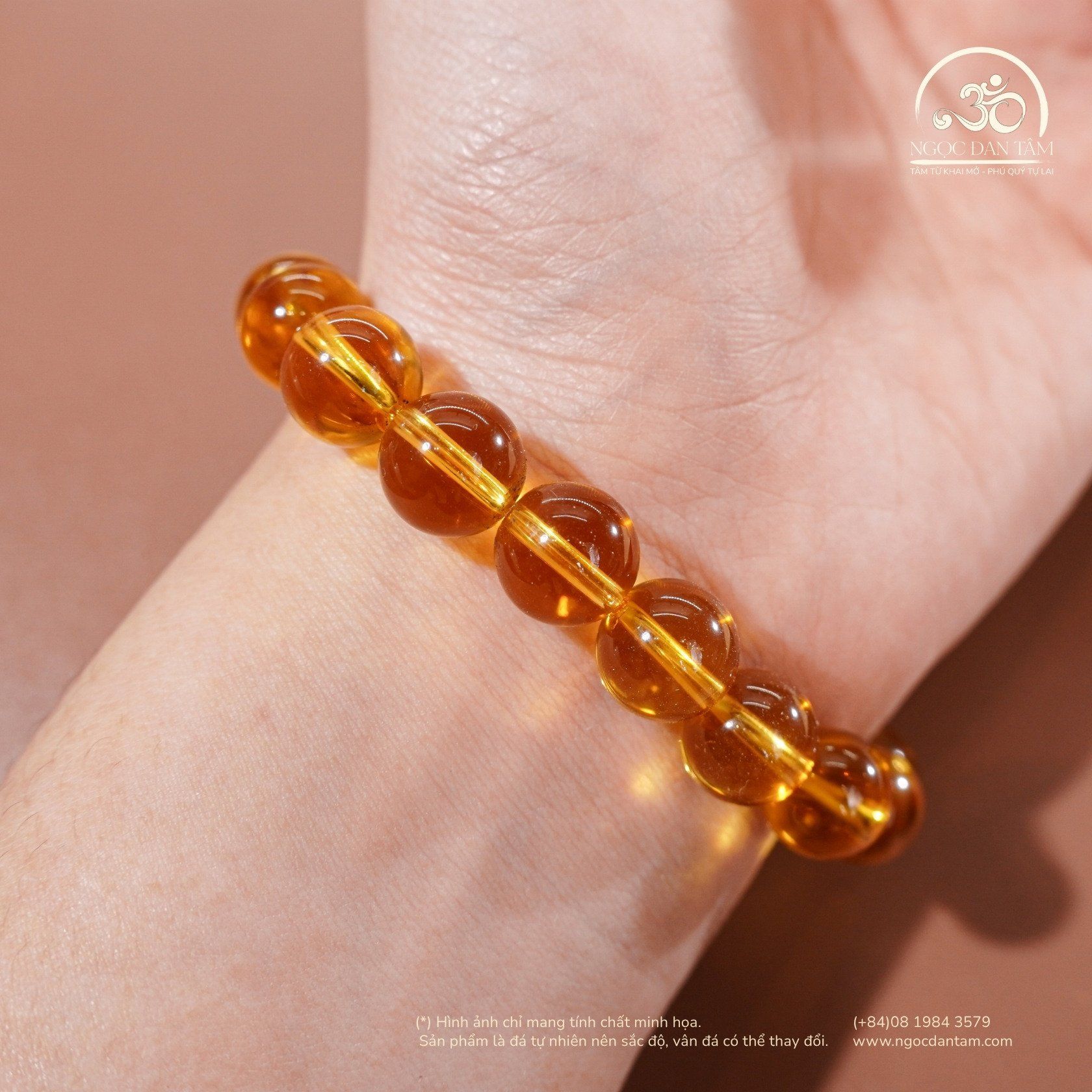  Vòng Tay Thạch Anh Vàng 9mm 5A 