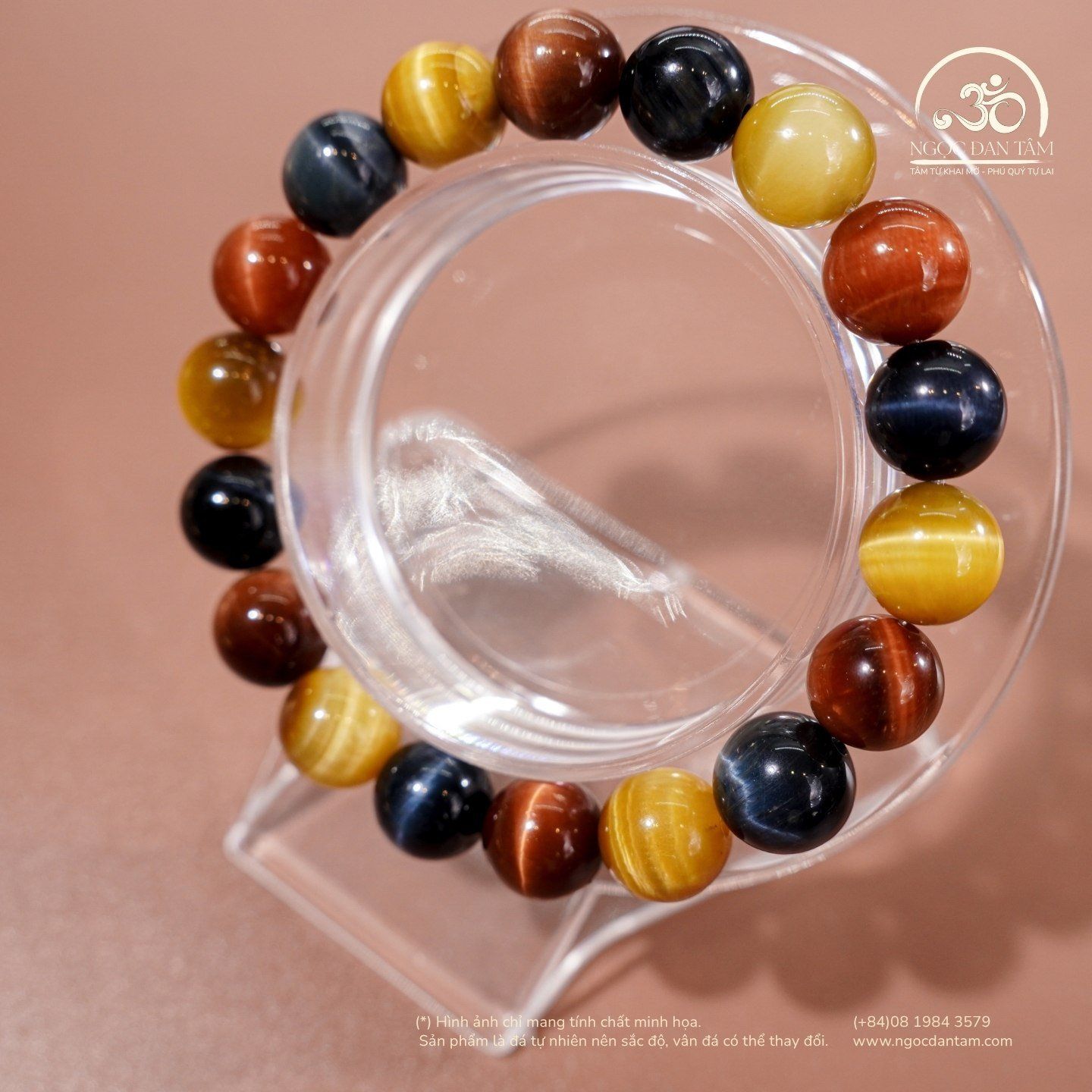  Vòng Tay Mắt Hổ Tam Tài 10mm 5A 