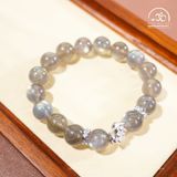  Vòng Tay Đá Xà Cừ 10mm 5A Phối Charm Hoa Sen Bạc 