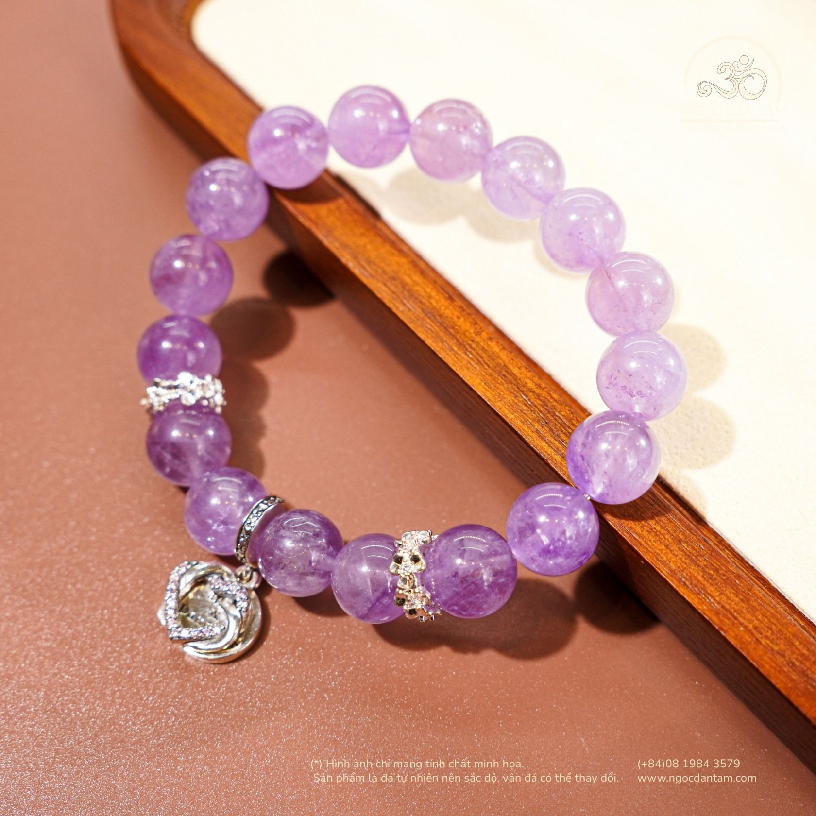  Vòng Tay Song Tâm ( Thạch Anh Tím Lavender 10mm 5A ) 