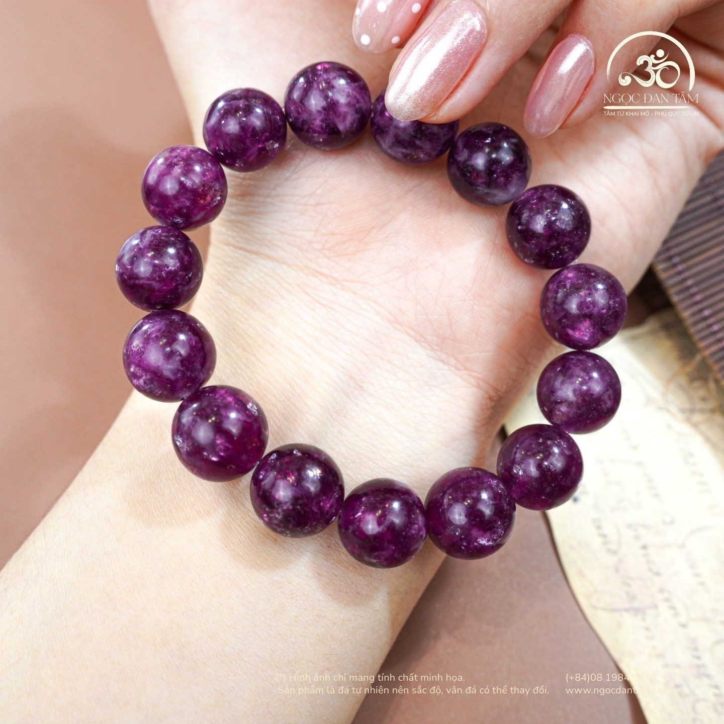  Vòng Tay Đá Lepidolite 12mm 4A 