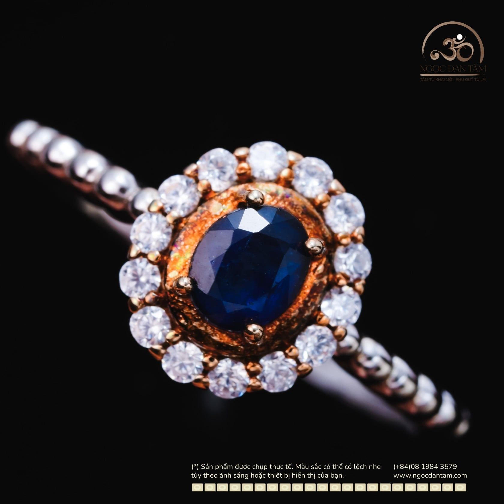  Nhẫn Bạc 925 Đính Đá Sapphire 4x5mm 