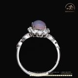  Nhẫn Bạc 925 Đính Đá Opal Trắng 6x8mm 