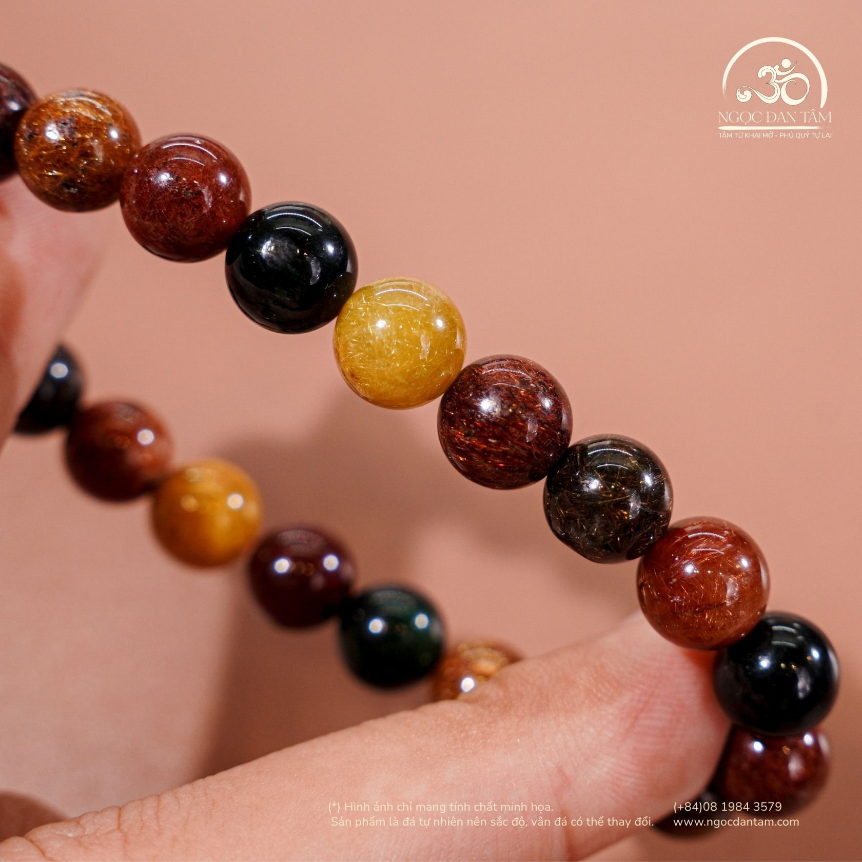  Vòng Tay Thạch Anh Tóc Hỗn 9mm 5A 