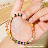  Vòng Tay Đá Ngũ Sắc Viền Pha Lê 