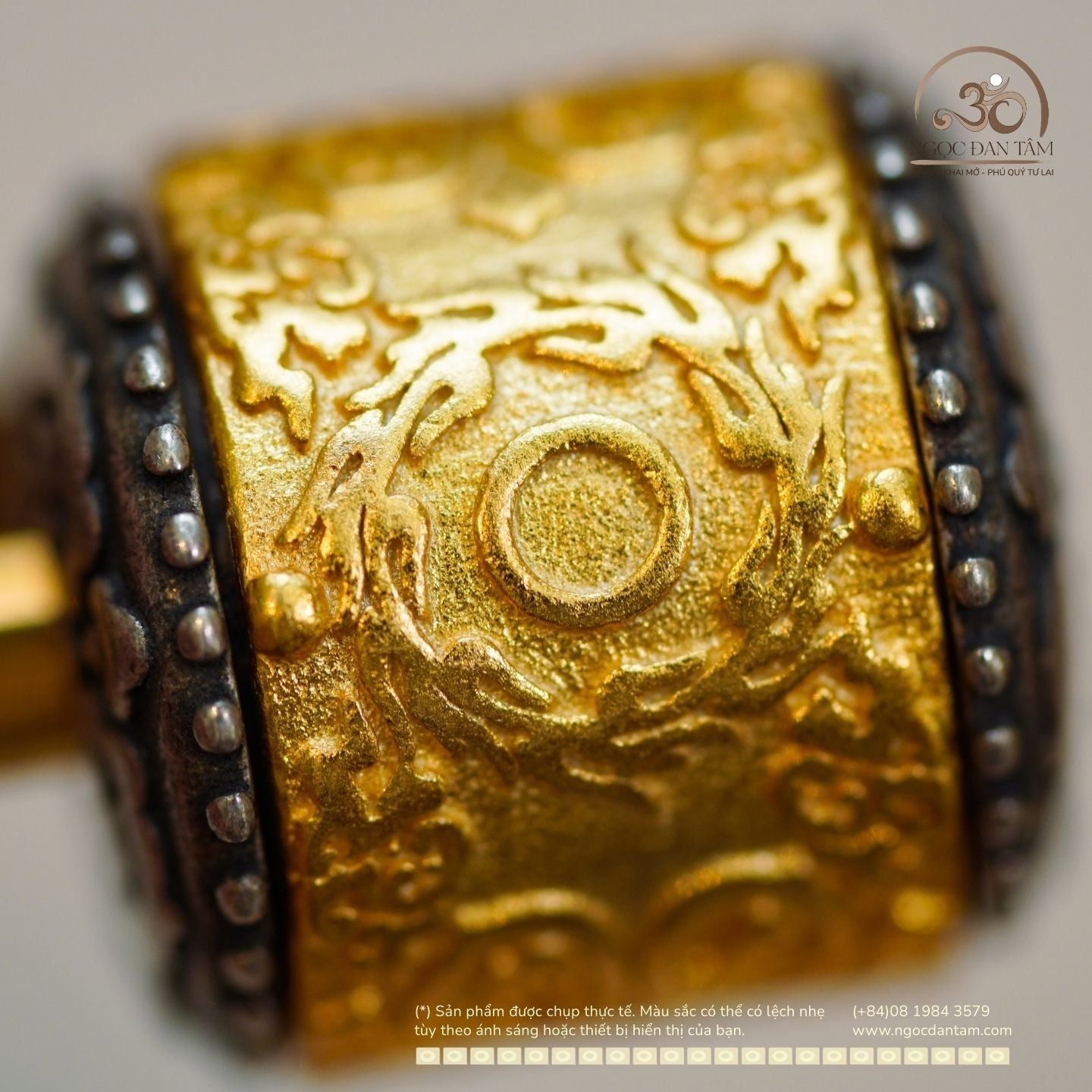  Charm Hạt Thùng Chú Om (lớn) 15,76mm - Bạc 925 Mạ Vàng Cao Cấp 