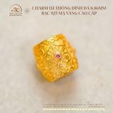  Charm Lu Thống Đính Đá 8.86mm - Bạc 925 Mạ Vàng Cao Cấp 