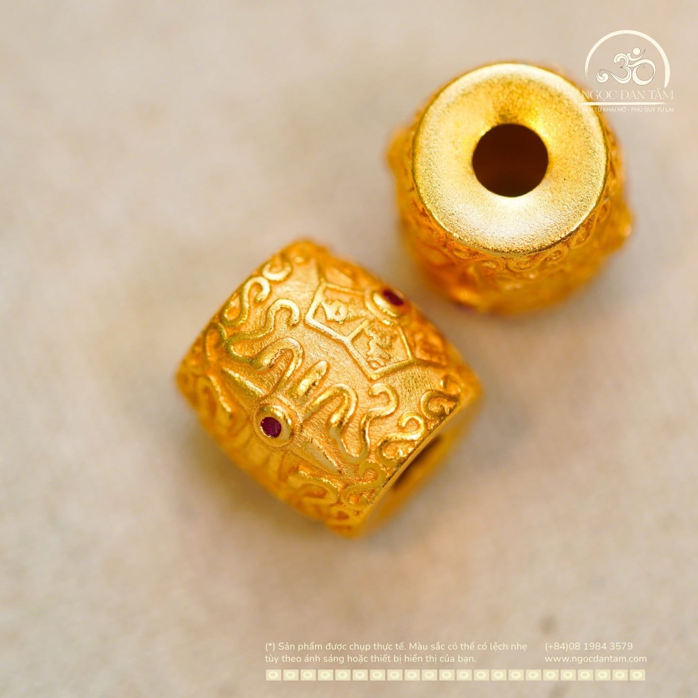  Charm Lu Thống Đính Đá 8.86mm - Bạc 925 Mạ Vàng Cao Cấp 