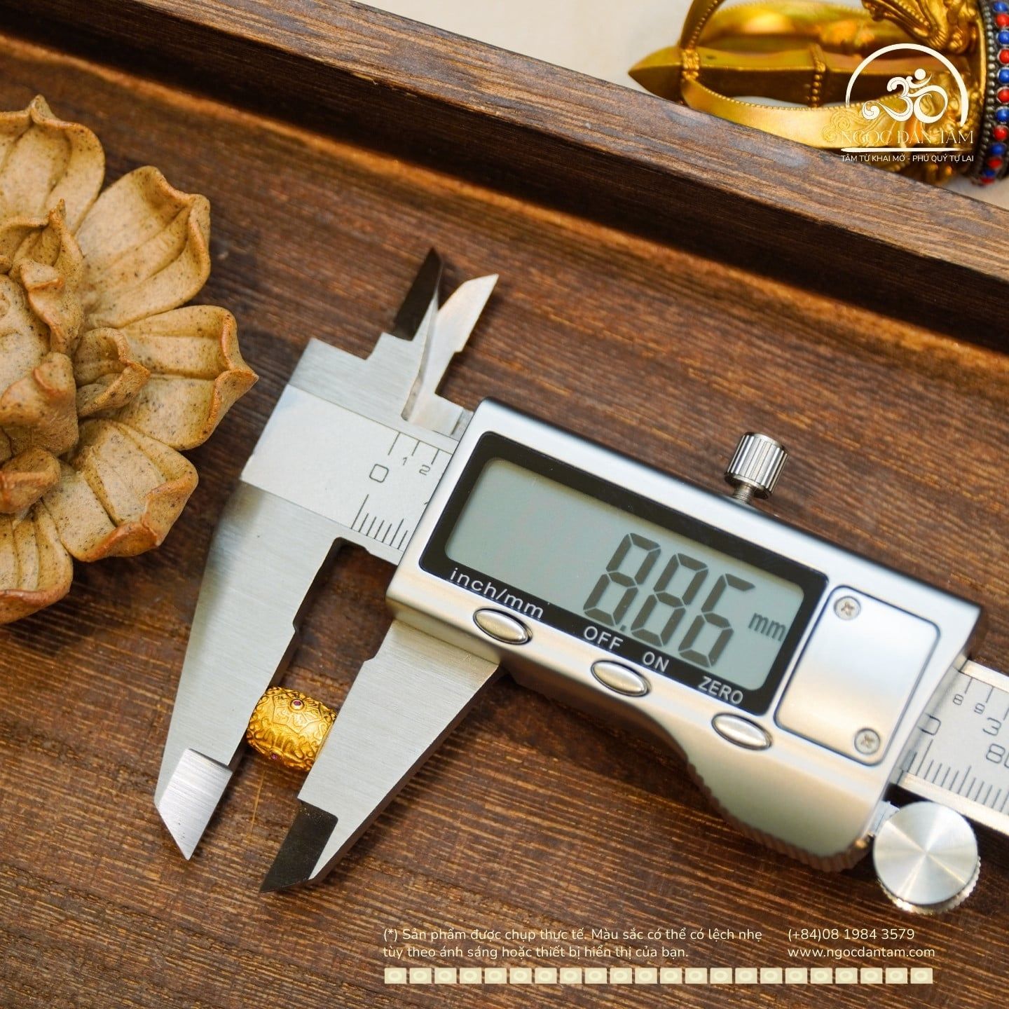  Charm Lu Thống Đính Đá 8.86mm - Bạc 925 Mạ Vàng Cao Cấp 