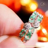  Nhẫn Bạc 925 Đính Đá Emerald 3x4mm 