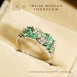  Nhẫn Bạc 925 Đính Đá Emerald 3x4mm 