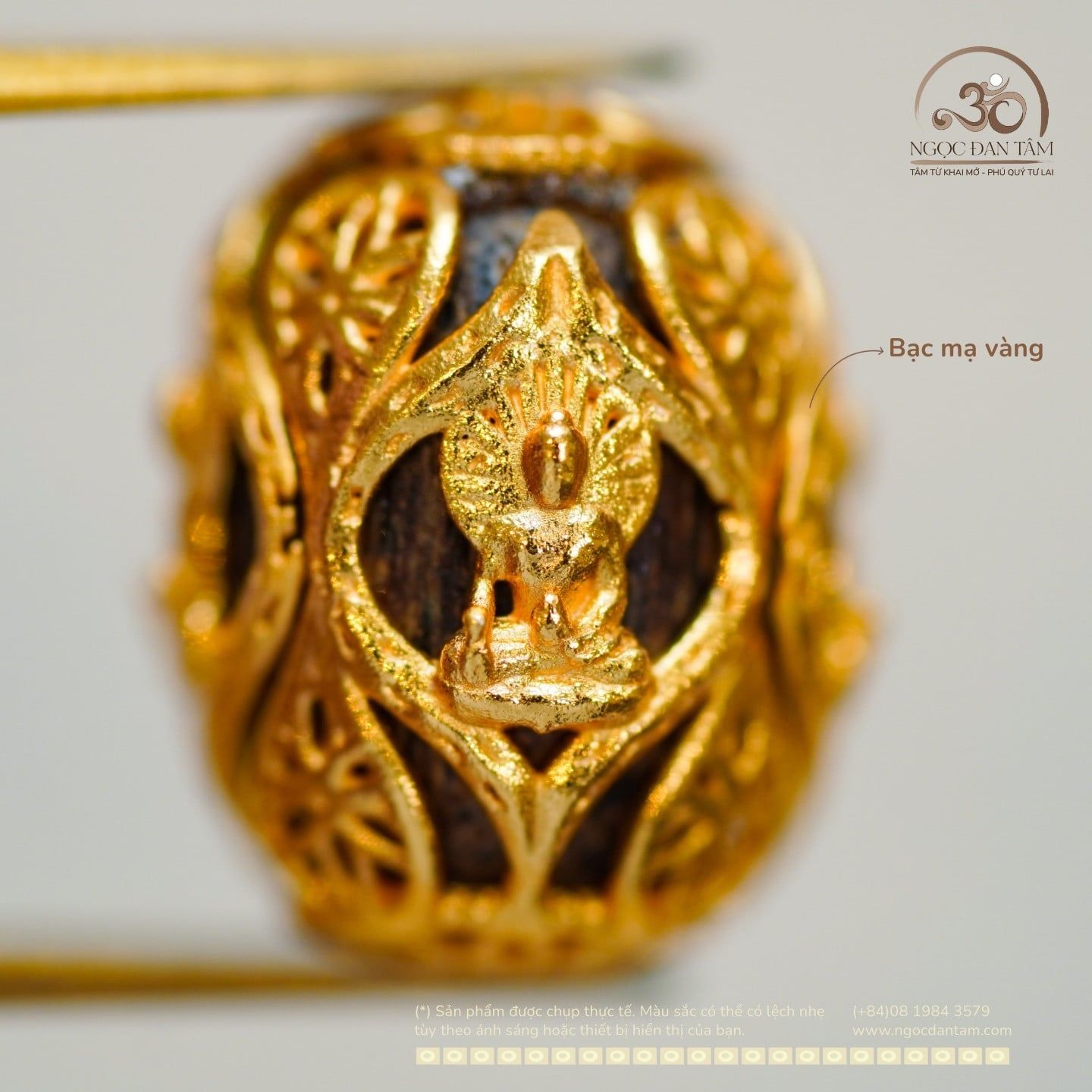  Charm Tam Thánh Pháp Luân  12.66mm - Bạc Mạ Vàng 