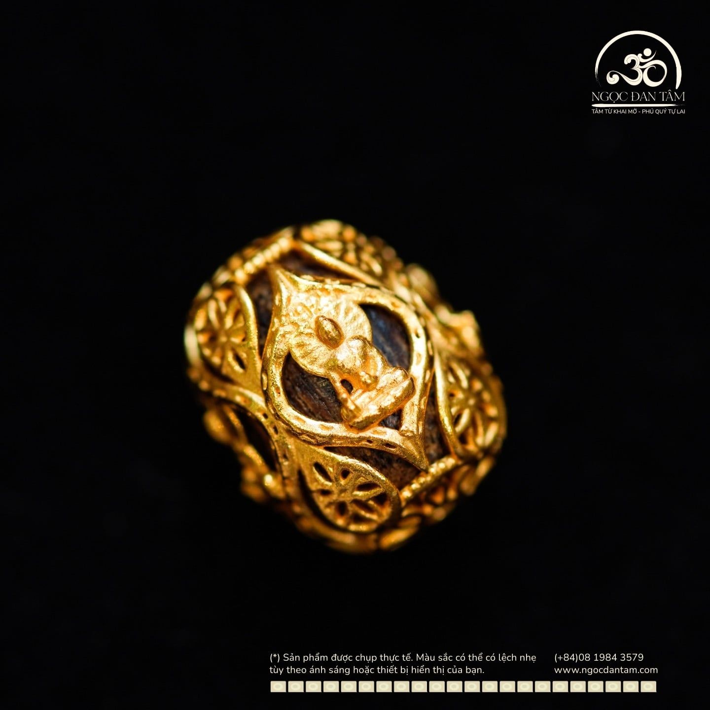  Charm Tam Thánh Pháp Luân  12.66mm - Bạc Mạ Vàng 