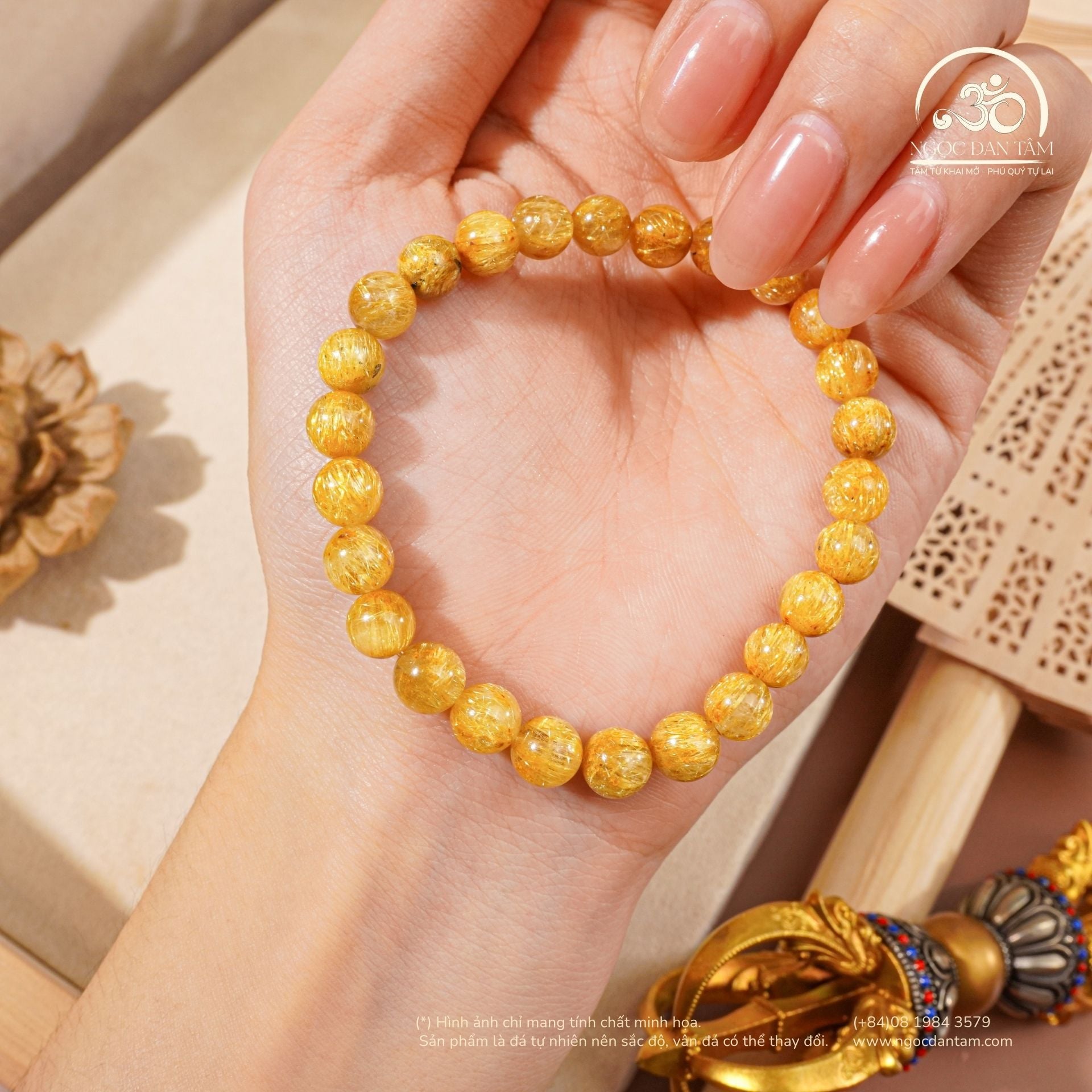  Vòng Tay Thạch Anh Tóc Vàng 7mm 7A 