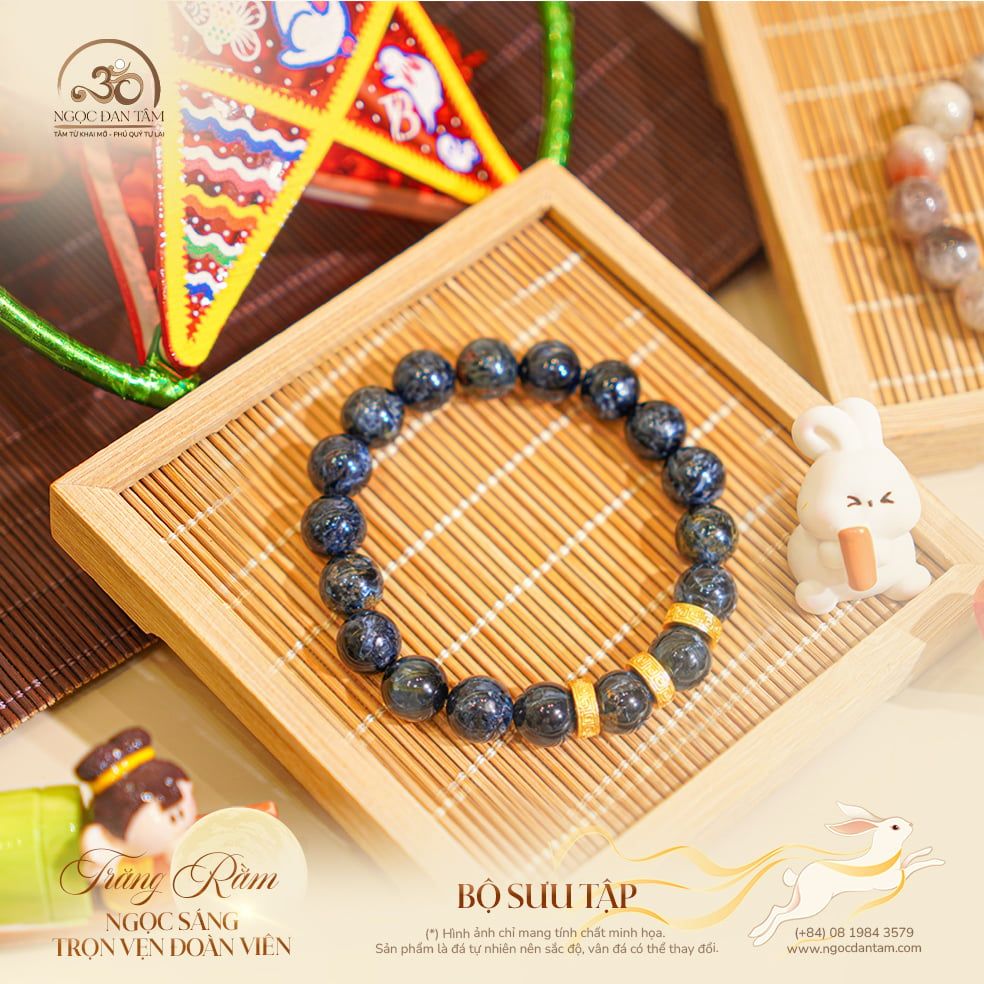  Vòng Tay Đá Giông Bão Phối Charm Bạc Mạ Vàng 