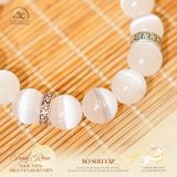  Vòng Tay Selenite Hối Charm Bạc Chữ Vạn 