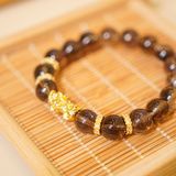  Vòng Tay Thạch Anh Khói Phối Charm Tỳ Hưu 