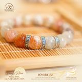  Vòng Tay Đá Mặt Trời Đa Sắc 10mm Phối Charm Bạc Chữ Vạn 