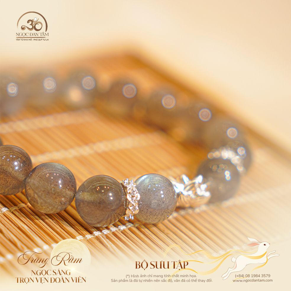  Vòng Tay Đá Xà Cừ Phối Charm Hoa Sen Bạc 