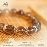  Vòng Tay Thạch Anh Khói Phối Charm Bạc 